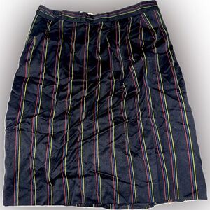 Lipton vintage retro black & coloured pinstripe pure wool midi skirt fall vibes